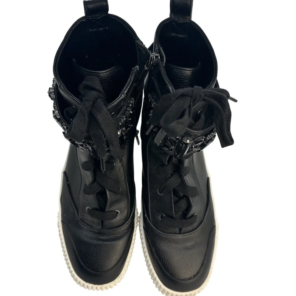 Karl Lagerfeld Paris Jeren Embellished Leather High-Top Sneakers Size 9‎ - Picture 6 of 13